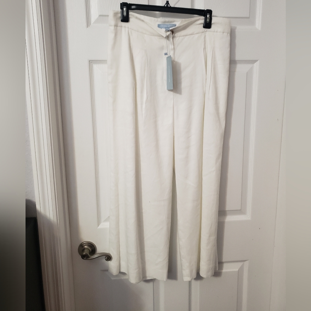 ANTONIO MELANI White Linen Wide Leg Pants, 10